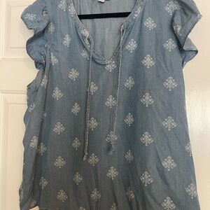 Chambray Flutter Blouse Sonoma Goods for Life X Lauren Lane